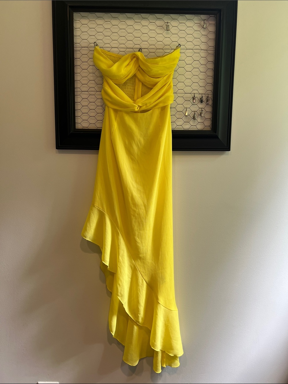 Hello Molly Sunny Yellow Strapless Ruffle Maxi Dress